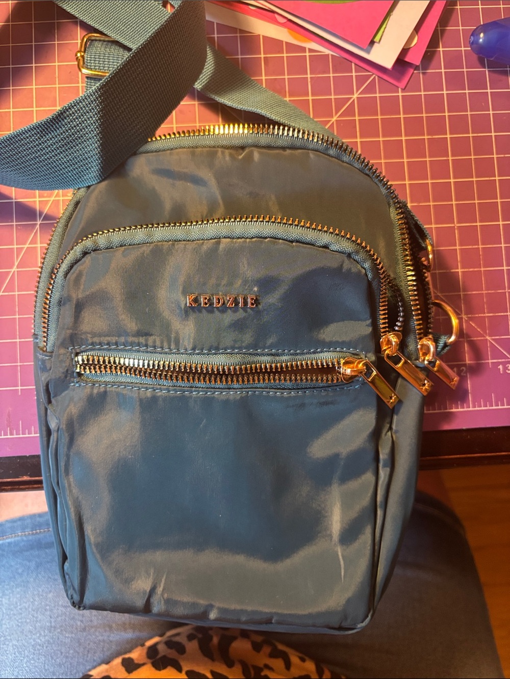Kedzie Teal Crossbody Bag with Gold Hardware